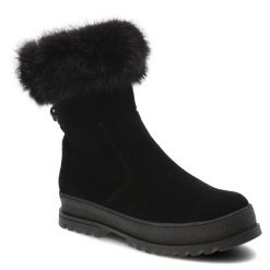 Czarne Botki Armodo Eleganckie Obuwie Damskie Z Naturalnym Futerkiem Królika. Czarne botki Armodo, z aplikacjami, z futra, eleganckie, bez obcasa, bez zapięcia. Za 359.00 zł.
