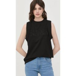 Silvian Heach top bawełniany kolor czarny. Czarne topy Silvian Heach, m, bez wzorów, z bawełny, bez kołnierzyka, bez ramiączek. W wyprzedaży za 129.99 zł.