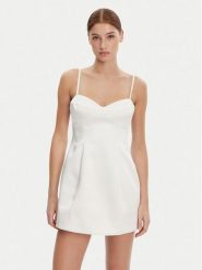 BARDOT Sukienka koktajlowa 59817DB Biały Slim Fit. Białe sukienki Bardot, bez wzorów, z syntetyku, wizytowe, bez kołnierzyka, bez ramiączek. Za 349.99 zł.