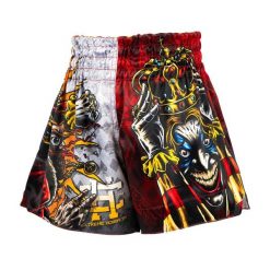 Spodenki Muay Thai dziecięce EXTREME HOBBY KILLER CARDS. Czerwone szorty EXTREME HOBBY, bez wzorów, z poliesteru, sportowe. Za 149.00 zł.