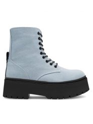 Jenny Fairy Trzewiki MARIKA HY13122-1 Błękitny. Niebieskie botki Jenny Fairy, bez wzorów, z materiału, bez obcasa, na płaskiej podeszwie, bez zapięcia. Za 129.99 zł.