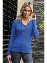 Bleu d'Azur Sweter "Belva" w kolorze niebieskim rozmiar: 40/42. Niebieskie swetry Bleu d'Azur, w ażurowe wzory, z bawełny, klasyczne, bez ramiączek. Za 112.95 zł.
