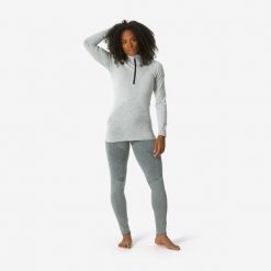 Legginsy termoaktywne narciarskie damskie Quechua BL 900 wool seamless. Szare legginsy QUECHUA, bez wzorów, z elastanu, długie. Za 219.99 zł.