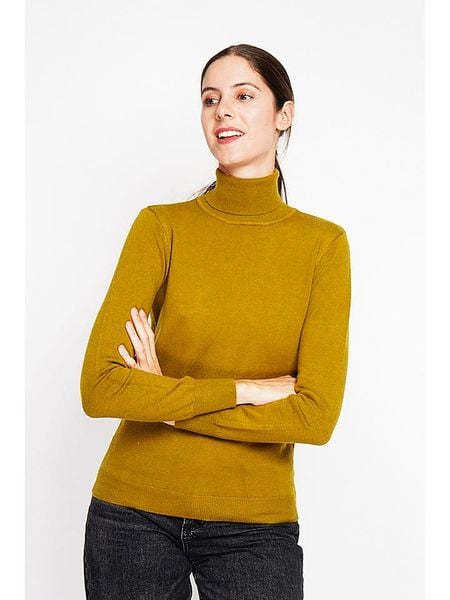 ASSUILI Golf w kolorze oliwkowym rozmiar: 38. Zielone swetry Assuili, bez wzorów, klasyczne, bez ramiączek. Za 153.34 zł.