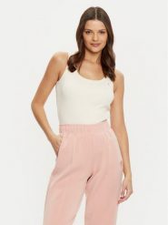 Guess Top V4YP06 K8RT2 Écru Regular Fit. Topy Guess, s, z aplikacjami, z wiskozy, bez kołnierzyka, bez ramiączek. Za 109.99 zł.