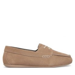 Półbuty HUGO. Brązowe półbuty wsuwane Hugo, bez wzorów, bez obcasa, na płaskiej podeszwie. Za 699.99 zł.