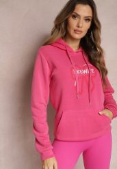 Różowa Bluza Wykończona Polarem z Nadrukiem i Kapturem Nimba. Czerwone bluzy Renee, l, bez wzorów, z bawełny, casualowe, bez ramiączek. W wyprzedaży za 71.99 zł.