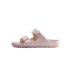 Klapki damskie Birkenstock Arizona Eva. Czerwone klapki Birkenstock, bez wzorów, z materiału, bez obcasa, bez zapięcia. Za 341.00 zł.