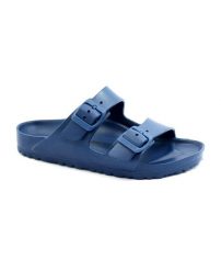 Klapki damskie Birkenstock Arizona Eva. Niebieskie klapki Birkenstock, bez wzorów, z materiału, bez obcasa, bez zapięcia. Za 337.00 zł.