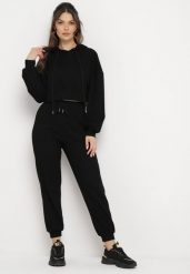 Czarny Komplet Dresowy Bluza z Kapturem i Spodnie Joggery Famiana. Czarne bluzy Born2be, l, bez wzorów, z dresówki, bez ramiączek, z kapturem. W wyprzedaży za 186.99 zł.