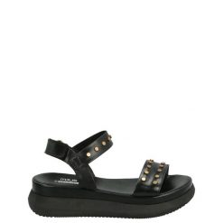 CZARNE SANDAŁY M38021 NERO. Czarne sandały Venezia, bez wzorów, ze skóry, bez obcasa, bez zapięcia. Za 259.00 zł.