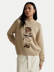 Polo Ralph Lauren Sweter 211978315001 Beżowy Relaxed Fit. Brązowe swetry Polo Ralph Lauren, m, bez wzorów, z bawełny, bez ramiączek. Za 1,529.00 zł.