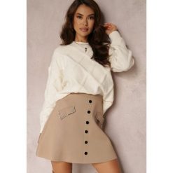 Beżowa Spódnica Hirra. Brązowe spódnice Renee, s, bez wzorów, z dzianiny, mini. W wyprzedaży za 90.99 zł.