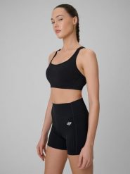 4F Biustonosz treningowy ze średnim wsparciem damski - czarny L. Czarne biustonosze sportowe 4f, bez wzorów, z gumy, na fitness i siłownię. Za 129.99 zł.