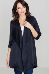 Granatowy Luźny Krótki Płaszcz bez Zapięcia. Niebieskie płaszcze Katrus, m, bez wzorów, z elastanu, bez kaptura. Za 269.00 zł.
