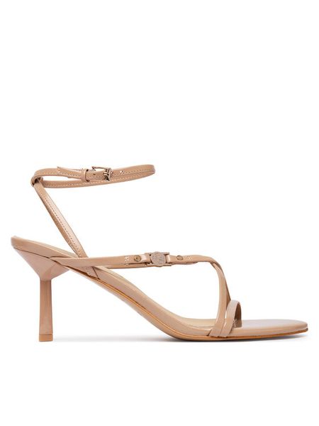 Guess Sandały FLTCON LEA03 Beżowy. Brązowe sandały Guess, z aplikacjami, ze skóry, bez obcasa, na szpilce, bez zapięcia. Za 544.99 zł.