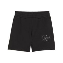 Damskie szorty z wysokim stanem ESS SCRIPT 5" PUMA Black. Czarne szorty Puma, bez wzorów. Za 149.00 zł.