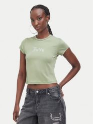 Juicy Couture T-Shirt JCWCT226326 Khaki Slim Fit. Brązowe t-shirty Juicy Couture, xl, bez wzorów, bez kołnierzyka, bez ramiączek. Za 169.99 zł.