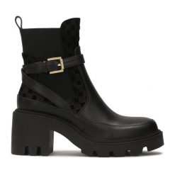 Botki Kazar. Czarne botki Kazar, bez wzorów, bez obcasa, na słupku, bez zapięcia. Za 449.00 zł.