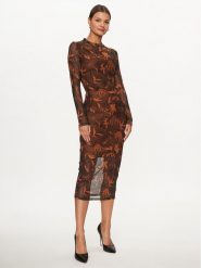 Hugo Sukienka codzienna Nasusi 50495326 Brązowy Slim Fit. Brązowe sukienki Hugo, na co dzień, xs, bez wzorów, z syntetyku, bez kołnierzyka, bez ramiączek, proste. Za 949.99 zł.
