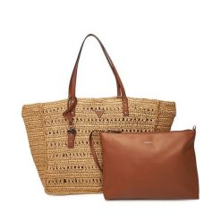 Torebka Guess. Brązowe shopper bag Guess, z aplikacjami, bez dodatków. Za 579.99 zł.