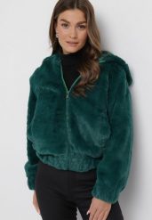 Ciemnozielona Kurtka Futerko Teddy Oversize Denon. Zielone kurtki Born2be, na jesień, l, bez wzorów, z futra, z kapturem. W wyprzedaży za 97.99 zł.