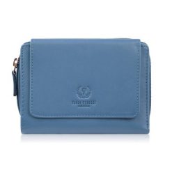 Portfel damski skórzany niebieski duży w orientacji poziomej z RFID Paolo Peruzzi SL-07-CB. Niebieskie portfele PAOLO PERUZZI, bez wzorów, ze skóry. Za 94.00 zł.