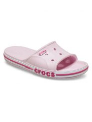 Crocs Klapki "Bayaband" w kolorze jasnoróżowym rozmiar: 36/37. Różowe klapki Crocs, bez wzorów, klasyczne, z otwartym noskiem, bez obcasa, bez zapięcia. Za 88.64 zł.