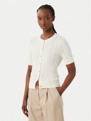 Tommy Hilfiger Kardigan Summer WW0WW50070 Kremowy Slim Fit. Białe swetry Tommy Hilfiger, xs, bez wzorów, z syntetyku, bez ramiączek. Za 649.99 zł.