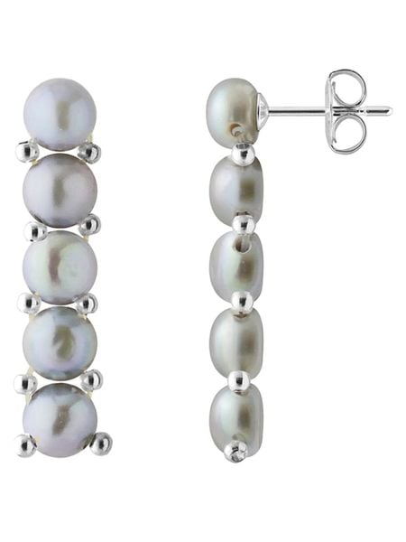 Pearline Srebrne kolczyki-wkrętki z perłami rozmiar: onesize. Szare kolczyki Pearline, z perłą, srebrne. Za 208.99 zł.