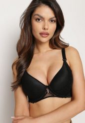 Czarny Koronkowy Biustonosz Full Cup Giselleth. Czarne biustonosze Born2be, bez wzorów, z koronki. W wyprzedaży za 38.24 zł.