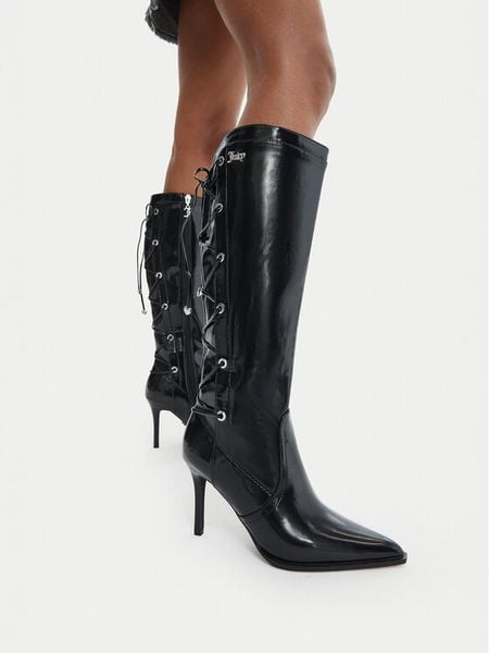 Juicy Couture Kozaki EO-C6006-3 Czarny. Czarne kozaki Juicy Couture, bez wzorów, bez obcasa, na szpilce, bez zapięcia. Za 379.99 zł.