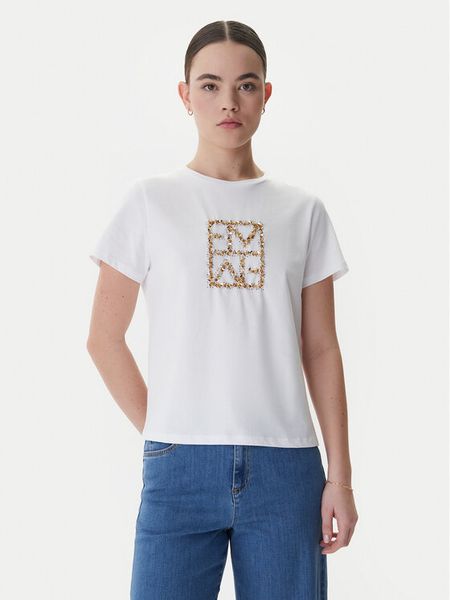 Marella T-Shirt Emme by Marella Tema 2615971031 Biały Regular Fit. Białe t-shirty Marella, m, bez wzorów, z bawełny, bez kołnierzyka, bez ramiączek. Za 224.99 zł.