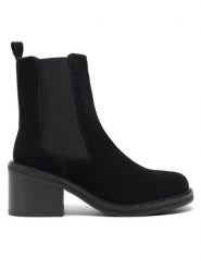 Sergio Bardi Botki KAP-C1048-01SB Czarny. Czarne botki Sergio Bardi, bez wzorów, z materiału, bez obcasa, na słupku, bez zapięcia. Za 209.99 zł.