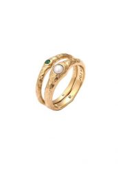 Elli PREMIUM Komplet Pierścionków Damski Perłami Syntetycznym szmaragdem 925 Sterling Silver Pozłacane Pierścionki 1 ct. Szare pierścionki Elli PREMIUM, z perłą, pozłacane. Za 265.29 zł.