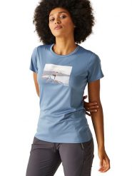 Regatta Koszulka sportowa "Fingal VIII" w kolorze niebieskim rozmiar: 46. Niebieskie t-shirty sportowe Regatta, bez wzorów, z materiału, bez ramiączek, outdoorowe. Za 41.95 zł.