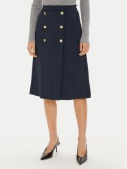 Tommy Hilfiger Spódnica midi WW0WW43628 Granatowy Regular Fit. Niebieskie spódnice Tommy Hilfiger, bez wzorów, z syntetyku, midi. Za 409.99 zł.