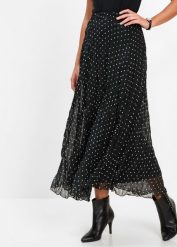 Spódnica z szyfonu. Czarne spódnice bonprix, bez wzorów, z materiału, eleganckie. Za 144.99 zł.