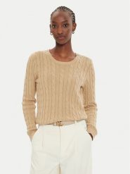 Lauren Ralph Lauren Sweter 200932223005 Beżowy Slim Fit. Brązowe swetry Lauren Ralph Lauren, xs, bez wzorów, z bawełny, bez ramiączek. Za 859.99 zł.