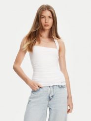Guess Top W5YP28 KACM2 Biały Regular Fit. Białe topy Guess, xl, z aplikacjami, bez kołnierzyka, bez ramiączek. Za 136.00 zł.