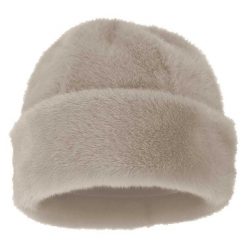 Damska czapka puchowa, supermiękka, jeden rozmiar. Brązowe czapki zimowe SARLINI, bez wzorów, z materiału, biznesowe. Za 128.95 zł.