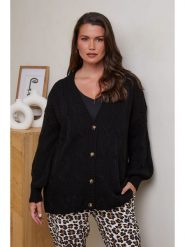 Curvy Lady Kardigan w kolorze czarnym rozmiar: 40/42. Czarne swetry Curvy Lady, bez wzorów, ze splotem, klasyczne, bez ramiączek. Za 110.55 zł.