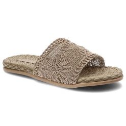 Brązowe Klapki Artiker Materiałowe Buty Na Lato. Brązowe klapki Artiker, z aplikacjami, z materiału, wakacyjne, bez obcasa, bez zapięcia. Za 79.99 zł.