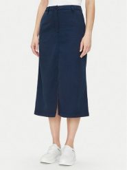 Tommy Hilfiger Spódnica midi Co Blend Midi Skirt WW0WW44726 Granatowy Regular Fit. Niebieskie spódnice Tommy Hilfiger, bez wzorów, z bawełny, midi. Za 339.99 zł.