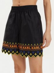 KARL LAGERFELD Szorty materiałowe 241W1003 Czarny Regular Fit. Czarne szorty KARL LAGERFELD, bez wzorów, z bawełny. Za 469.99 zł.