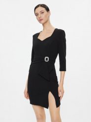 Rinascimento Sukienka koktajlowa CFC0116131003 Czarny Slim Fit. Czarne sukienki Rinascimento, m, bez wzorów, z syntetyku, wizytowe, bez kołnierzyka, bez ramiączek. Za 289.99 zł.