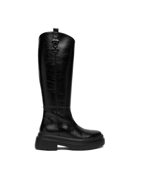 Aigner Kozaki 1252040 Czarny. Czarne kozaki Aigner, bez wzorów, ze skóry, bez obcasa, na płaskiej podeszwie, bez zapięcia. Za 2,549.00 zł.