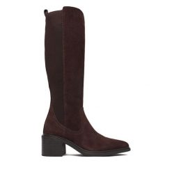 Kozaki Lasocki. Brązowe kozaki Lasocki, bez wzorów, bez obcasa, na słupku, bez zapięcia. Za 349.99 zł.