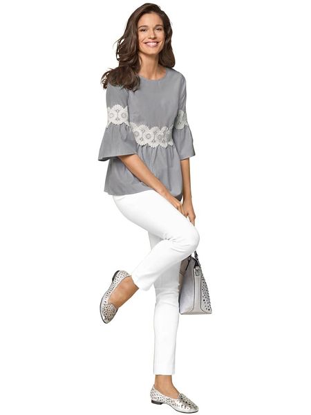 Heine Spodnie w kolorze białym rozmiar: 48. Białe spodnie materiałowe Heine, bez wzorów, z materiału. Za 170.87 zł.