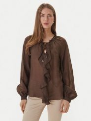 Guess Bluzka W6GH28 W1844 Brązowy Regular Fit. Brązowe bluzki Guess, m, z aplikacjami, z lyocellu, bez kołnierzyka, bez ramiączek. Za 519.99 zł.